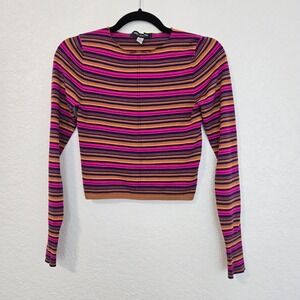 Urban Outfitters Striped Long Sleeve Crop Sweater Pink Orange Purple S